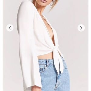 Forever 21 woven tie front top NWT
